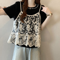 半袖 レースストラップ ツーセット キュートTシャツ レディース トップス