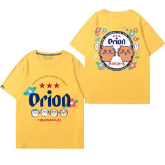 人気キャラ プリント トップス オリオンビール ユニセックス 半袖Tシャツ