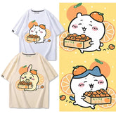 人気キャラ プリント トップス みかん ユニセックス 半袖Tシャツ