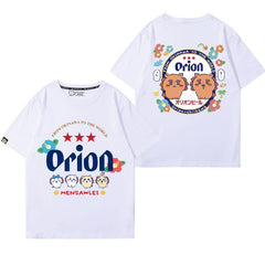 人気キャラ プリント トップス オリオンビール ユニセックス 半袖Tシャツ