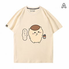 人気キャラ プリント トップス ごくごくまんじゅう ユニセックス 半袖Tシャツ