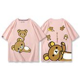 人気キャラ プリント クマプリント×半袖 綿素材 キュートデザイン ユニセックス Tシャツ