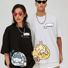 人気キャラ プリント トップス エアコン ユニセックス 半袖Tシャツ