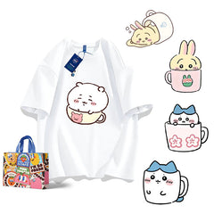 人気キャラ プリント トップス カップ ユニセックス 半袖Tシャツ