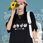 人気キャラ プリント トップス ぽっちゃり ユニセックス 半袖Tシャツ