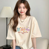 キティプリント×ルーズシルエット レディース 綿素材 こだわりデザイン Tシャツ トップス
