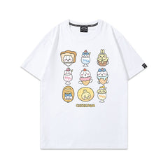人気キャラ プリント トップス お菓子 ユニセックス 半袖Tシャツ