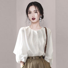 フレンチパフスリーブブラウス&Aラインスカート レディース セットアップ