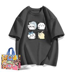 人気キャラ プリント トップス 楽しい瞬間 ユニセックス 半袖Tシャツ