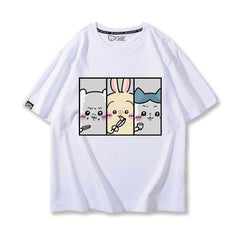 人気キャラ プリント トップス 食事 ユニセックス 半袖Tシャツ