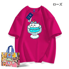 人気キャラ プリント トップス プリン ユニセックス 半袖Tシャツ