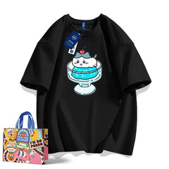 人気キャラ プリント トップス プリン ユニセックス 半袖Tシャツ