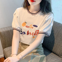 コットン 半袖 シンプルフルーツTシャツ レディース トップス