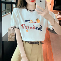 コットン 半袖 シンプルフルーツTシャツ レディース トップス