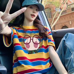 半袖 キュートプリント Tシャツ レディース トップス