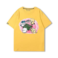 人気キャラ プリント トップス 麻雀対決 ユニセックス 半袖Tシャツ