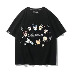 人気キャラ プリント トップス 友達と一緒 ユニセックス 半袖Tシャツ
