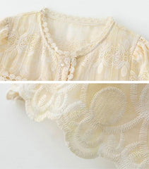 レース&オープンワーク 半袖トップス&ショートパンツ レディース セットアップ