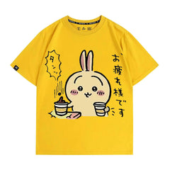 人気キャラ プリント トップス お疲れ様です ユニセックス 半袖Tシャツ