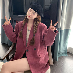 レディース コーデュロイ ピンク ジャケット|リラックス・上品スタイル