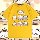 人気キャラ プリント トップス 肉まん ユニセックス 半袖Tシャツ