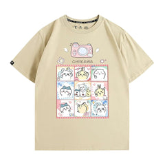 人気キャラ プリント トップス カメラ ユニセックス 半袖Tシャツ