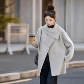 ゆったり たち襟 ウール ロングコート レディース アウター