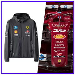 スポーツ&カルチャー プリント F1チーム風 スポンサー風ロゴ 薄手 メンズ バイク用 UVカットジャケット
