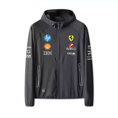 スポーツ&カルチャー プリント F1チーム風 スポンサー風ロゴ 薄手 メンズ バイク用 UVカットジャケット