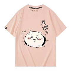 人気キャラ プリント トップス 興奮した気持ち ユニセックス 半袖Tシャツ