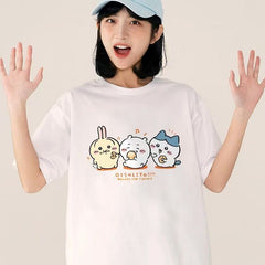 人気キャラ プリント トップス ドーナツ ユニセックス 半袖Tシャツ
