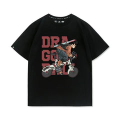人気キャラ プリント トップス 自転車に乗る ユニセックス 半袖Tシャツ
