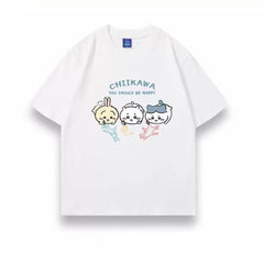 人気キャラ プリント トップス 絵を描く ユニセックス 半袖Tシャツ
