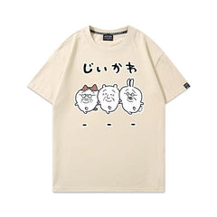 人気キャラ プリント トップス じいさん ユニセックス 半袖Tシャツ