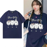 人気キャラ プリント トップス じいさん ユニセックス 半袖Tシャツ
