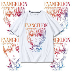 人気キャラ プリント トップス EVA パイロット達 ユニセックス 半袖Tシャツ