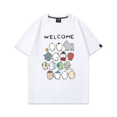 人気キャラ プリント トップス 親友 ユニセックス 半袖Tシャツ