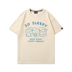 人気キャラ プリント トップス GOOD NIGHT ユニセックス 半袖Tシャツ