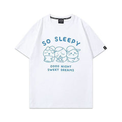 人気キャラ プリント トップス GOOD NIGHT ユニセックス 半袖Tシャツ