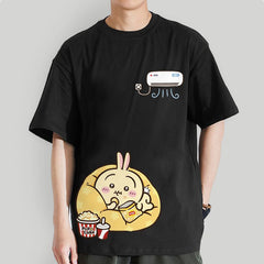 人気キャラ プリント トップス エアコン ユニセックス 半袖Tシャツ