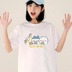 人気キャラ プリント トップス ぽっちゃり ユニセックス 半袖Tシャツ
