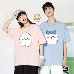 人気キャラ プリント トップス 毛が逆立った表情 ユニセックス 半袖Tシャツ