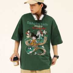 人気キャラ プリント トップス DRAGON ユニセックス 半袖Tシャツ