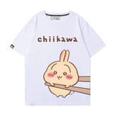 人気キャラ プリント トップス 箸で挟まれる ユニセックス 半袖Tシャツ