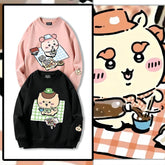 人気キャラ プリント トップス 美味しい軽食 ユニセックス 長袖 スウェット
