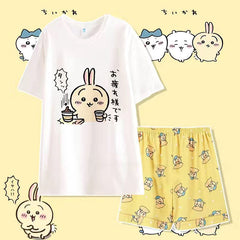 人気キャラ プリント パジャマ まいにちの日常 ユニセックス セットアップ