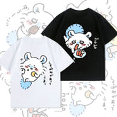 人気キャラ プリント トップス 食いしん坊 ユニセックス 半袖Tシャツ