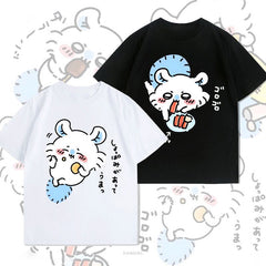 人気キャラ プリント トップス 食いしん坊 ユニセックス 半袖Tシャツ