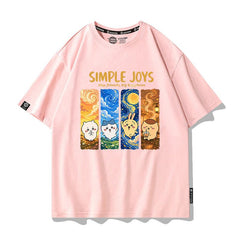 人気キャラ プリント トップス SIMPLE JOYS ユニセックス 半袖Tシャツ