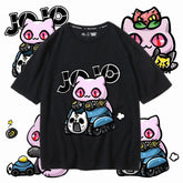 人気キャラ プリント トップス キラー・クイーン 可愛いキャット ユニセックス 半袖 Tシャツ